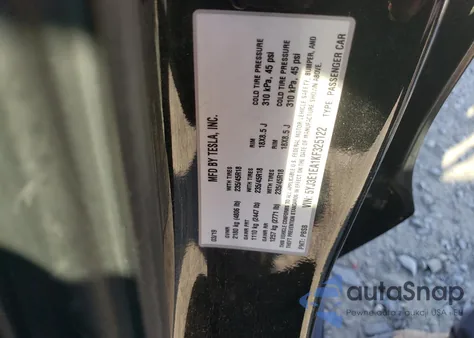 2019 Tesla Model 3 from USA, damaged, VIN 5YJ3E1EA1KF325122